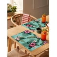 thumbnail image 4 of Turtle Leaf Placemats Set of 12 Pink Flower Watercolor Green Background Heat Insulation Washable Place Mats, Rustic Non-Slip Table Mats for Dining Table Party Kitchen Decor,13x19 Inch, 4 of 4
