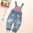 thumbnail image 2 of KIDSCOOL SPACE Baby & Little Boys/girls Water Washed Ripped Soft Denim Overalls,12-18 Months,Light Blue, 2 of 6