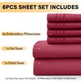 thumbnail image 4 of Lux Decor Collection Queen Sheets Set - 6 Piece Microfiber 16 Inch Deep Pocket Bed Sheets Set - Burgundy, 4 of 11