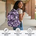 thumbnail image 4 of FUIALDOLG Purple Camo Bow Print Kids 17 Inch Backpack with Multiple Compartments, Durable 600D Polyester Bookbag for Preschool and Elementary Daily Use, 4 of 11