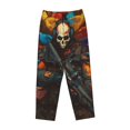 thumbnail image 6 of Uemuo Vibrant Skull Soldier Pattern Women's Wide Leg Palazzo Lounge Pants with Pockets Light Weight Loose Comfy Casual Pajama Pants-Small, 6 of 9