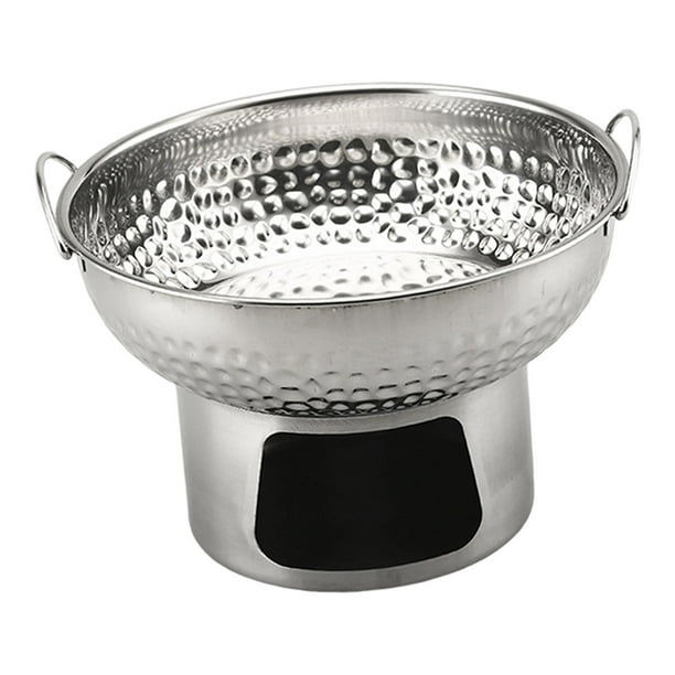 Olla de vapor tailandesa de 7 pulgadas, portátil, ligera, para fiestas, multiusos, martillada Plateado