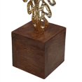 thumbnail image 3 of 16 Inch Statuette, Abstract Cutout Design, Tabletop Decor, Gold, Brown, 3 of 5