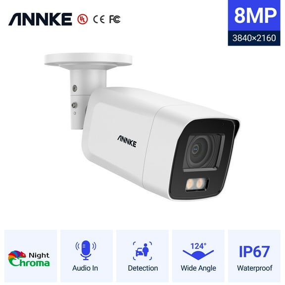 ANNKE 4K Ultra HD Poe IP Security Camera with True Full Color Night Vision Human Vehicle Detection Supplement Light