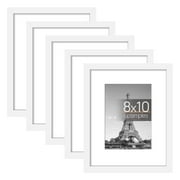 5 PACK upsimples 8x10 Tabletop Picture Frame, Display Photos 5x7 with Mat or 8x10 Without Mat, White
