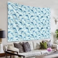 thumbnail image 5 of 79x60 Inch Rectangle Wall Tapestry for Indoor & Outdoor, Living Room, Bedroom, Teen Room,Dolphin Wave Silhouette Light Blue Pattern, 5 of 6