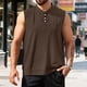 thumbnail image 1 of Ceisia Men's Relaxed Fit Henley Neck Sleeveless Tank Top with Chest Pocket for Casual Daily Wear Brown L Gifts, 1 of 5