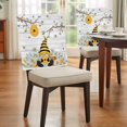 thumbnail image 3 of Bees Dwarfs Dining Chair Back Cover Only, Springs White Daisy Branch Wood Striped Set of 8 Chair Back Covers, Removable Washable for Dining Room, Banquet & Holiday Decoration, 3 of 9