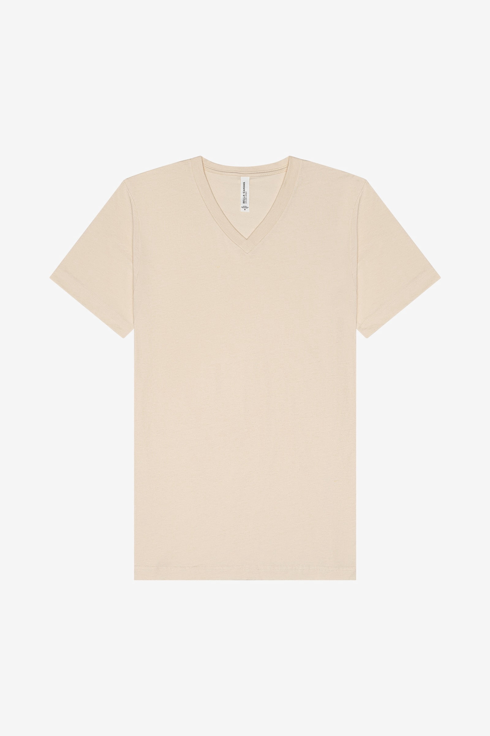 BELLA+CANVAS Adult V Neck Personalized T-Shirt, Create your own Designs, Natural, Medium, Unisex