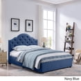 thumbnail image 2 of Noble House Allyssa Contemporary Fabric Button-Tufted Upholstered Queen Bed Frame with Nailhead Accents, Navy Blue, 2 of 10