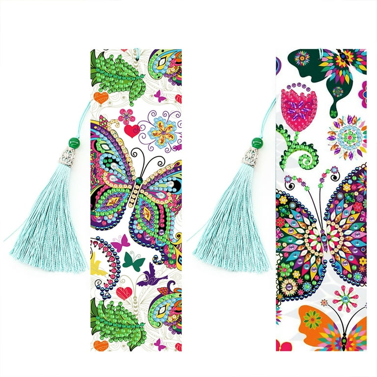 2Pcs DIY Diamond Painting Tassel Bookmark Butterflies Flower Theme Beaded  Bookmarks Material Package for DIY Making Arts Crafts Valentine's Day  Graduation Birthday Gift 