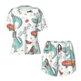 thumbnail image 5 of "Wukai Music Lover Dinosaur Women's Pajama Set - Short-Sleeve Top and Shorts with Elastic Waistband and Pockets for Loungewear, Yoga, and Casual Wear-Large, 5 of 8