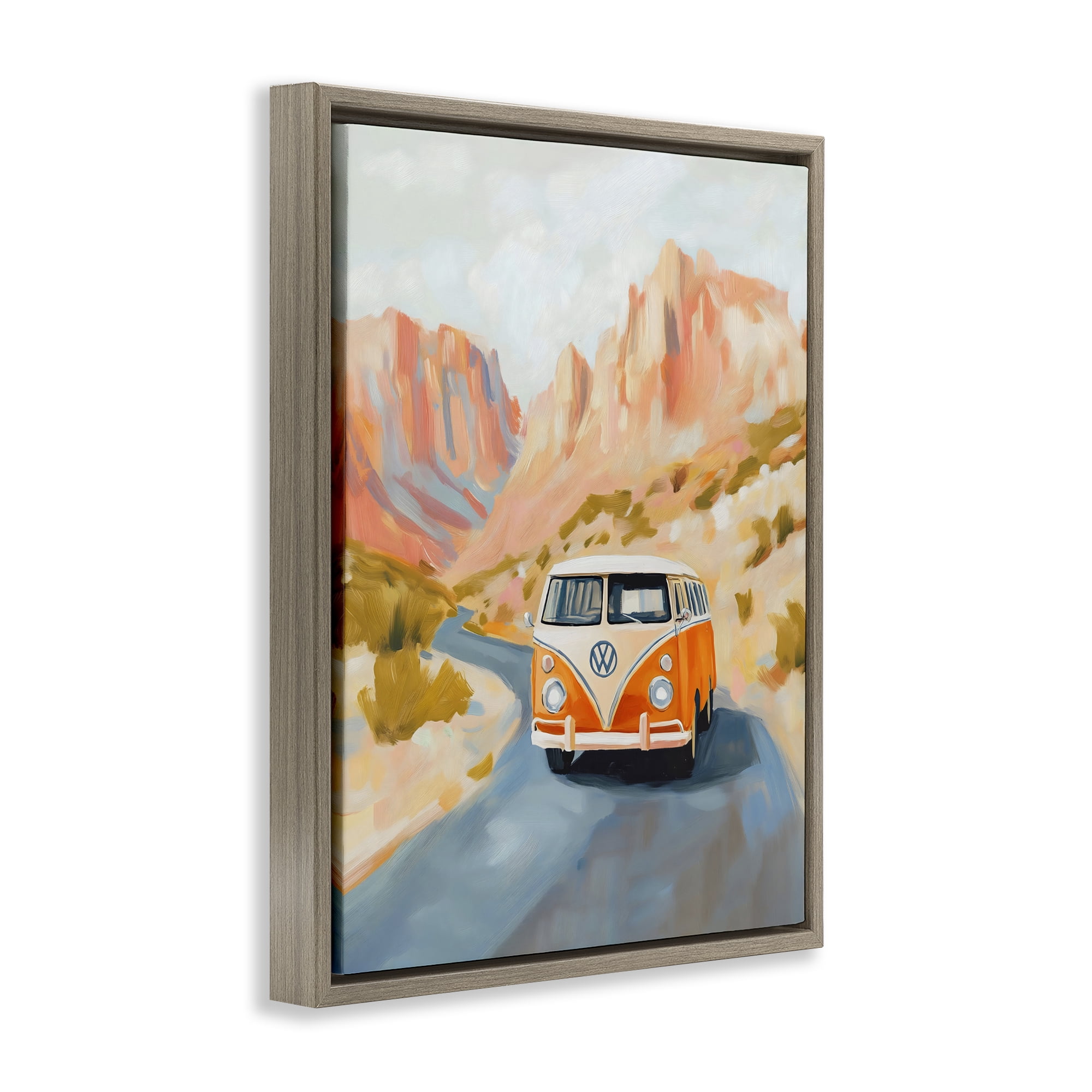 Stupell Industries Van Life Desert Canyon Brown Framed Floater Canvas Wall Art, design by The Prints Vibe