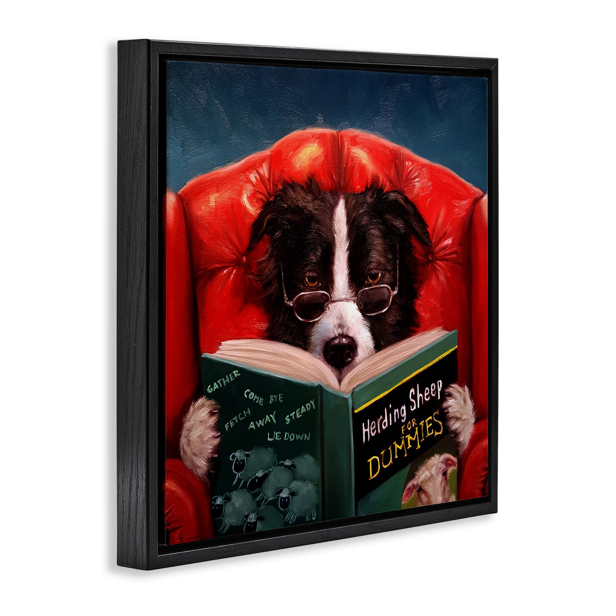 Stupell Industries Sheep Dog Reading for Dummies Animals & Insects Floater Wall Art Design By Lucia Heffernan