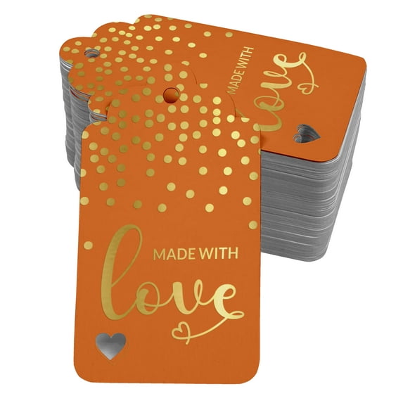 Inkdotpot Real Gold Foil Made With Love Text Tags Favor Hang Paper Tags 50 Pack