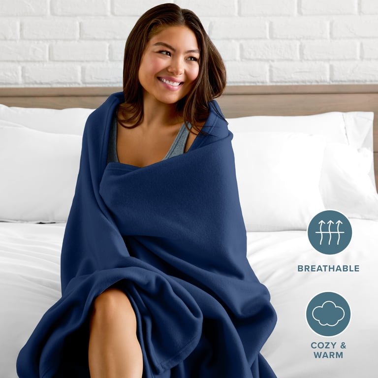 Bare Home Polar Fleece King Bed Blanket in Dark Blue photo 3