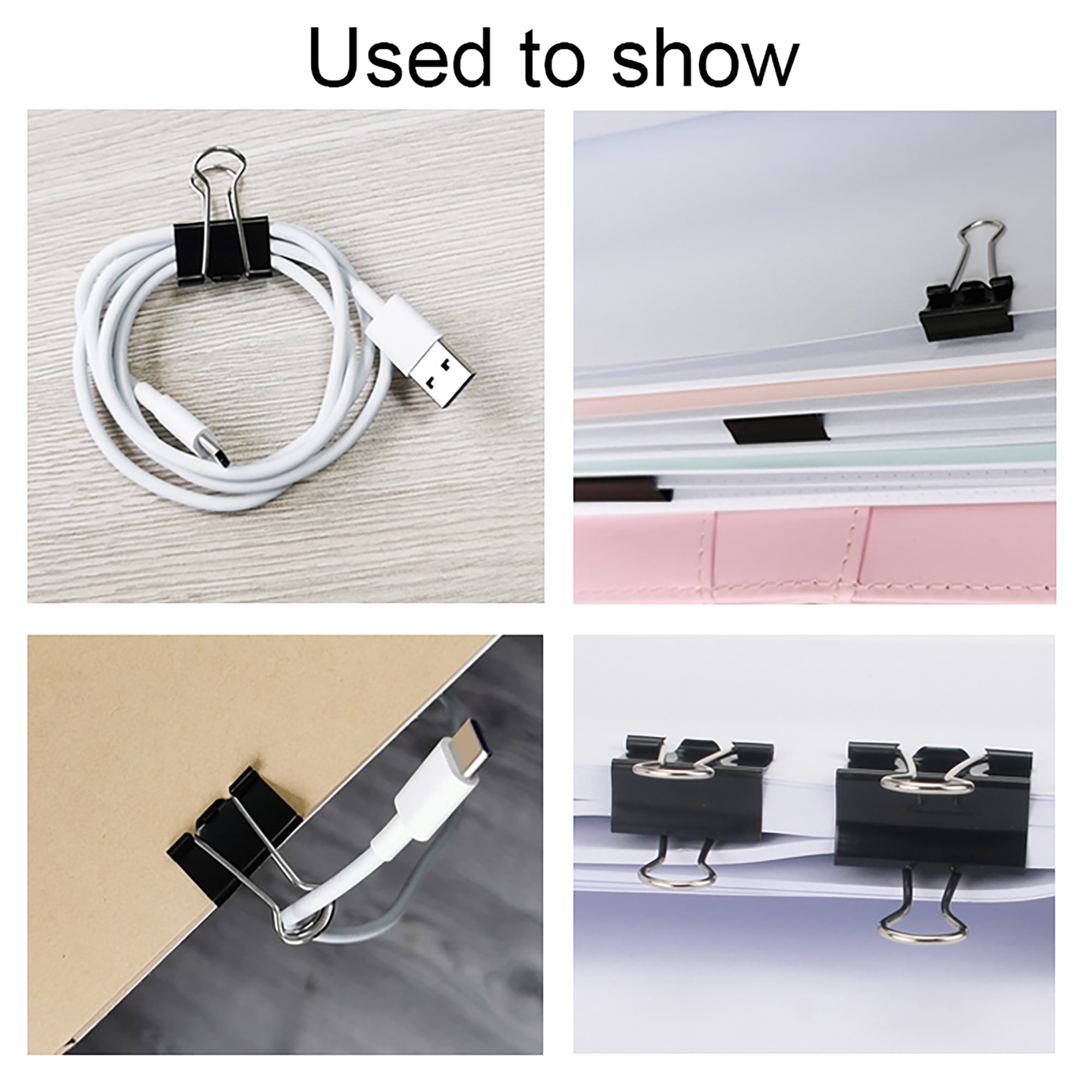 Pen + Gear Metal Binder Clips, Assorted Sizes, 200 Count, Black