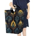 thumbnail image 4 of Yayeee Freestanding Laundry Hamper with Handle Collapsible Large Storage Basket for Clothes, Navy Blue Art Pattern, 4 of 7