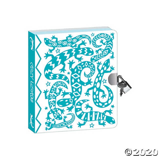 Peaceable Kingdom Crazy Lizard Color-in Shiny Foil Cover 6.25' Lock and Key