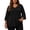 #048-Black, variant on Womens Plus Size Tunic Tops V Neck 3/4 Sleeve with Ruffle Cuffs Pleated Front Casual Loose Fit Blouses Fall Winter Clothes