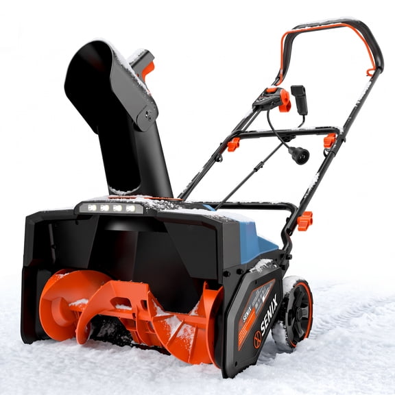 SENIX 21-Inch 15A Corded Electric Push Snow Blower,12-Inch Clearing Depth, 33FT Throw Distance, LED Lights, Foldable Handle