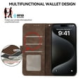 thumbnail image 3 of for Samsung Galaxy A54 5G Premium PU Leather Wallet Flip Case, RFID Blocking Magnetic Card Slots Cash Pocket Kickstand Multifunctional Drop Protective Phone Cover for A54 5G, Brown, 3 of 6