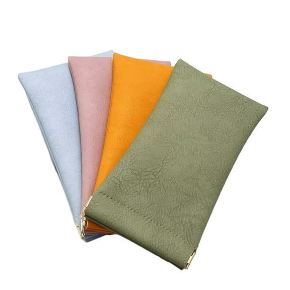 4 Pcs Sunglass Case - Portable Squeeze Top Leather Glasses Case anti-scratch Eyeglass Case