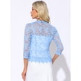 thumbnail image 3 of DARING DIVA Women's Floral Lace Shrugs Evening 3/4 Sleeves Formal Bolero Cardigan L Light Blue, 3 of 6