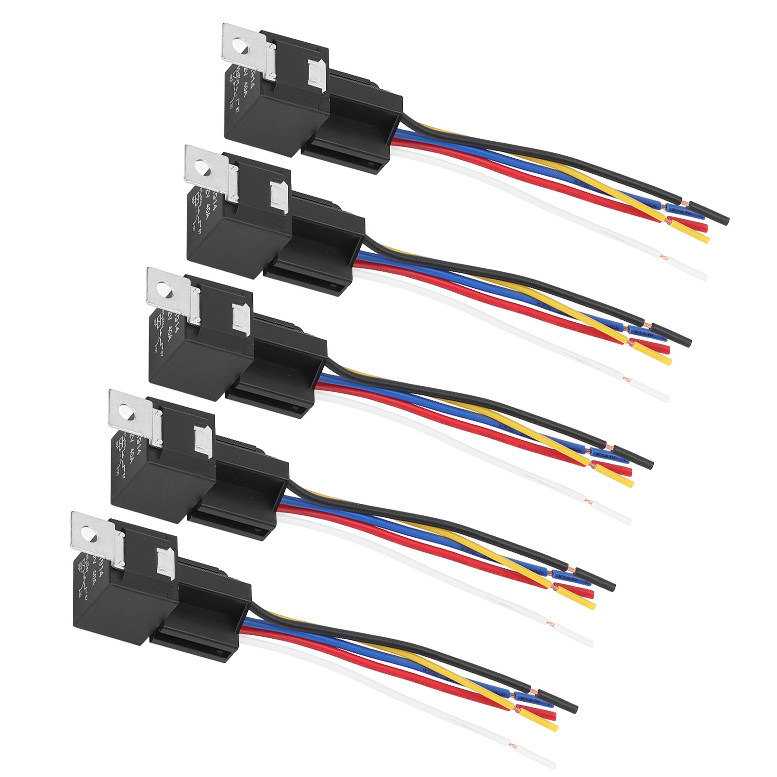 Automotive Relay, 5Pcs 12V 40A 5 Pin 5 Wire Interlocking Relays Socket ...