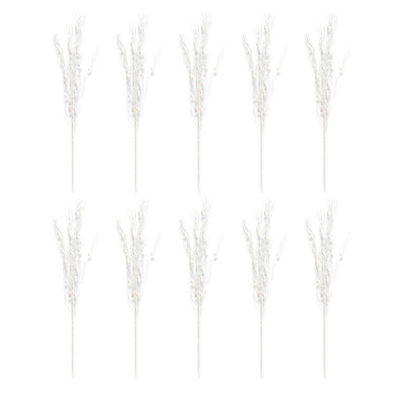 10pcs Plastic Frosted Flower Picks Decorative Stems Glittering Christmas Picks for Tree Ornament and Indoor Displays