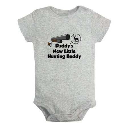 

iDzn Daddy s New Little Hunting Buddy Funny Rompers For Babies Newborn Baby Unisex Bodysuits Infant Jumpsuits Toddler 0-24 Months Kids One-Piece Oufits