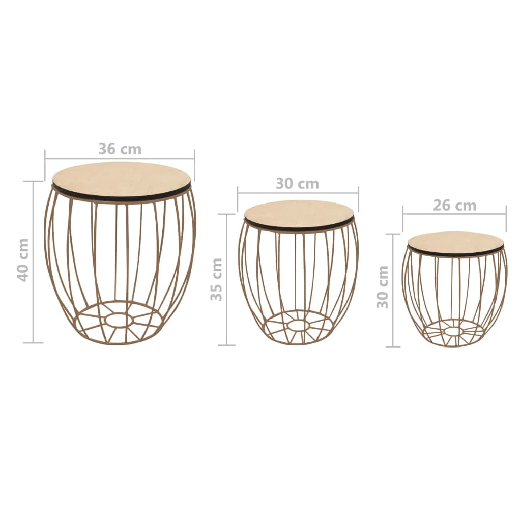 3 Pieces Coffee Table Set, Living Room Office Side End Couch, Accent Tea Telephone Table Stand
