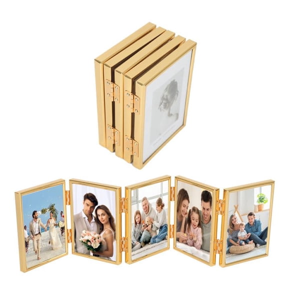 Marco de fotos plegable WHXGG de 3.5 x 5 pulgadas para escritorio con 5 aberturas