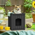 thumbnail image 7 of Outdoor Indoor Dog House,Resin Material Ventilate Waterproof Added to The Bottom,Multi-Functional Pet House for Small to Medium Dog(Black, Medium), 7 of 7