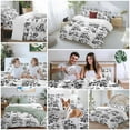thumbnail image 5 of Cal King 4 Piece Bedding Set Black-gray Fruit Leaves on White Soft Breathable Duvet Cover and Pillowcase,Vintage Botanical Duvet Cover Set Washable Bed Sheets for Bedroom Dormitory Guest Room, 5 of 9