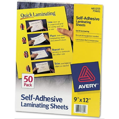 : Clear Self-Adhesive Laminating Sheets, 3mm, 9 x 12, 50 per Box -:- Sold as 2 Packs of - 50 - / - Total of 100 Each