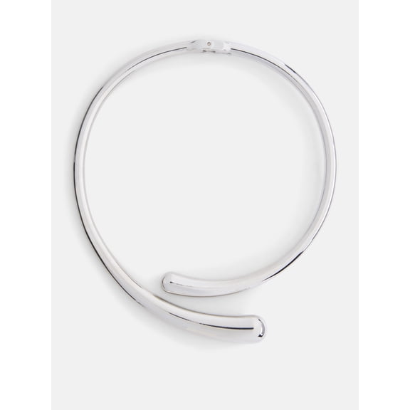 Scoop Wrap Choker Necklace, Silver-Tone