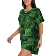 thumbnail image 2 of Lsque Natural Green Leaves Women's Short-Sleeved Pajama Set - 2 Piece Soft and Lightweight Sleepwear Set-X-Large, 2 of 9