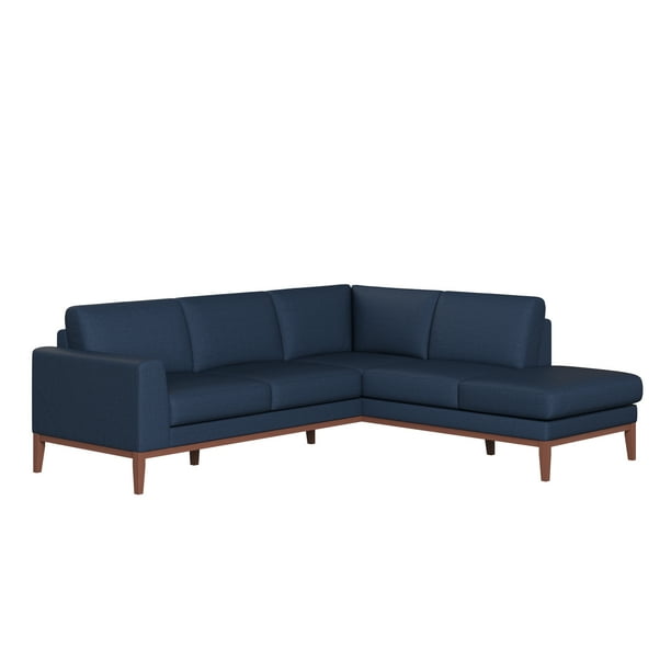Homesvale Diaplo Mid Century Modern Sectional Sofa With Chaise Navy Blue Com Homesvale Diaplo Mid Century Modern, Mid Century Modern Sectional Sofa With Chaise