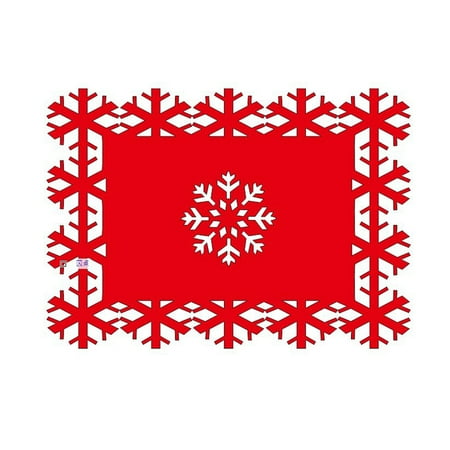 

Table Place Mats Festival Party Snowflakes Heat-Insulation Hollow Dining Mat Fabric Dish Tray Pad Home Kitchen Accessories Red/35*25cm