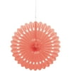 Unique Industries Coral Pink 16" Flower Shaped Tissue Paper Hanging Pom Poms