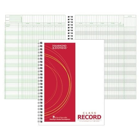 Hammond & Stephens Wire-O Bound Class Record Book, PolyIce Cover, 8-1/2 x 11 Inches, 36 Students, 6/7/8 Week, Blue/ Red