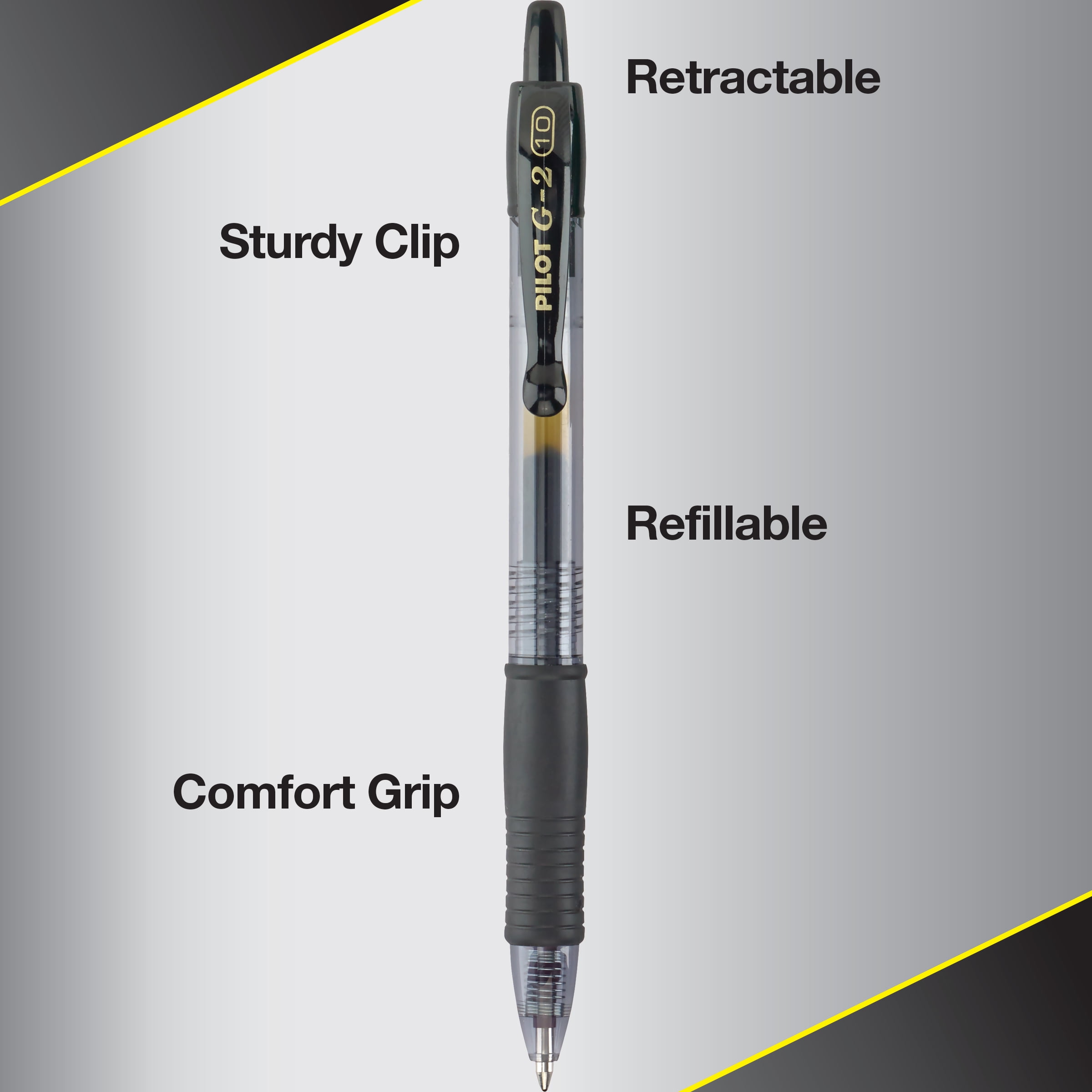 Premium Refillable /& Retractable Rolling Ball Gel Pens Bold Point Black Ink 12 Count