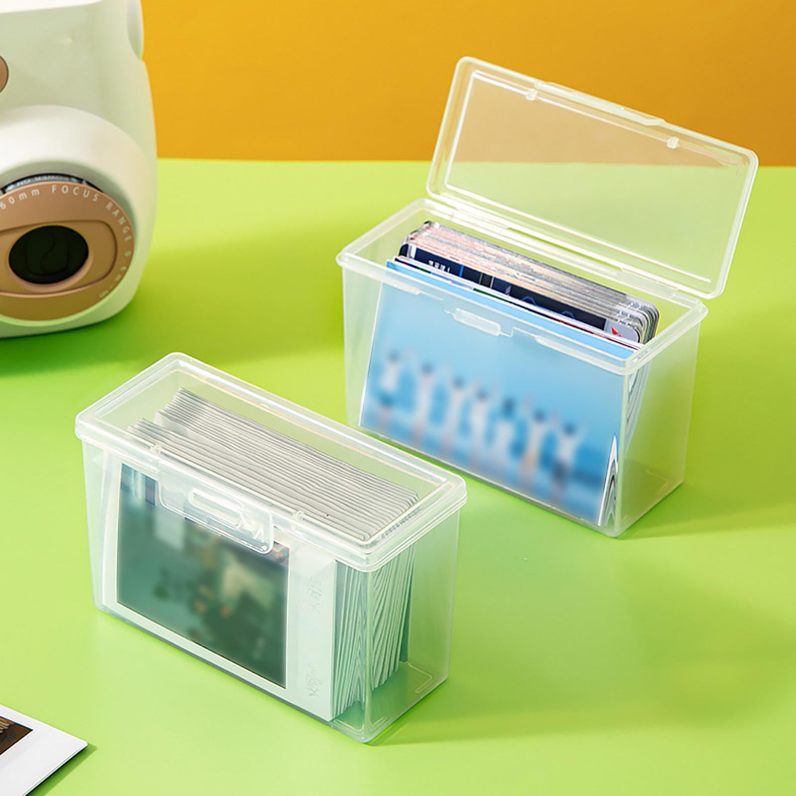 Picture Storage Box Container with Lid Transparent Portable Craft Keeper Organizer Photo Box for Postcard Photos Cards Stamps 410ml, Size: 410 mL