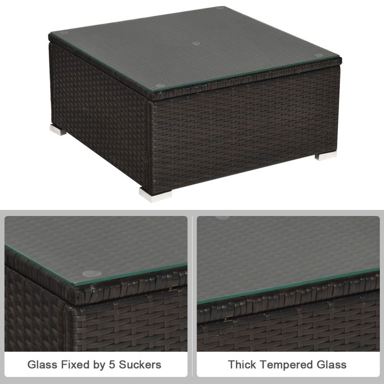 Aimee Lii 6 Pieces Outdoor Patio Rattan Furniture Set Sofa Ottoman, Outdoor Deck Furniture, Turquoise
