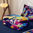 thumbnail image 5 of Homewish Gamer Zipper Full Size Comforter Sets with Fitted Sheet and 2 Pillowcases For Kids Boys,Watercolor Teens Gamepad Zipper Bedding Set For Console Gaming Lover,Navy Blue Reversible,4 Pieces, 5 of 7