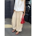thumbnail image 5 of Women'S Casual Cotton Baggy Pants with Elastic Waist Relax Fit Lantern Trouser Color M, 5 of 10