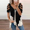 thumbnail image 1 of Pntutb moda mujer cuello pico manga corta tops camiseta verano estampado blusa suelta Pntutb Pntutb-2419, 1 of 5