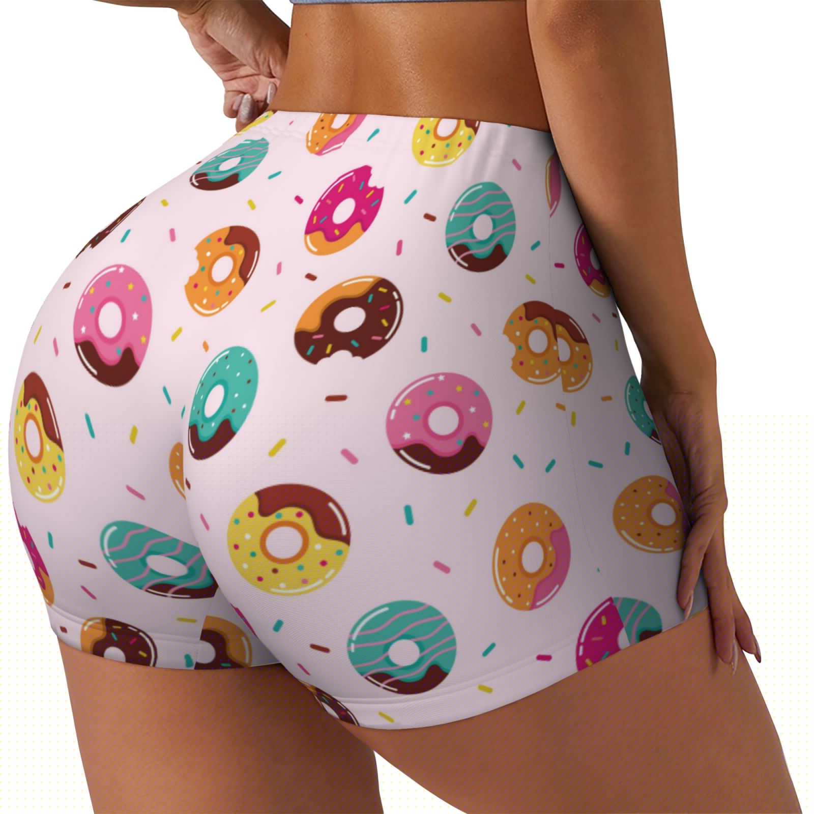 thumbnail image 2 of Qekee Colorful Donuts Women Workout Shorts, Sports shorts, Scrunch Butt Lifting Gym Shorts, Breathable Soft - Small, 2 of 9