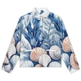 thumbnail image 4 of Jackets for Women Winter Coat Jackets Flannel Stand Collar Jacket(Oceanic Shell Art Print,Size:S-4XL), 4 of 7